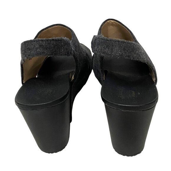 Dr Scholls Meringue WESLYN Platform Wedge Sandal Womens 9.5 Gray Felt Chunky - Picture 3 of 12